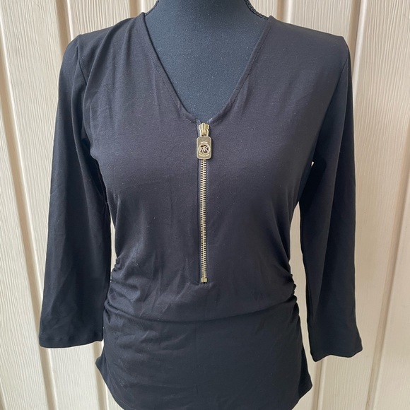 Michael Kors • Black Top Blouse with Gold Zipper On the Front NWT - Picture 4 of 9